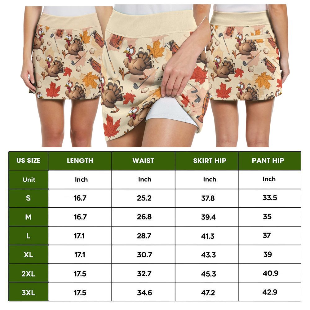 Turkey Golf Pattern Women Bundle Skort KVH110601