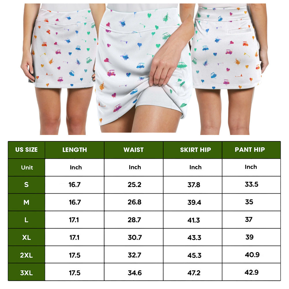 Women Golf Heart Beat Water Color Skort KVH120101