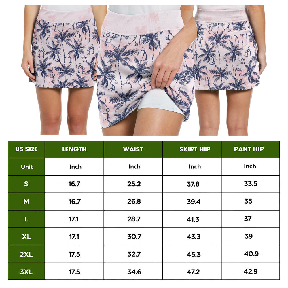 Funny Golf Stick Figures Pink Palm Tree Skort KVH120201