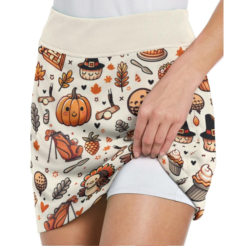 Thanksgiving Golf Pattern Women Skort KVH120601