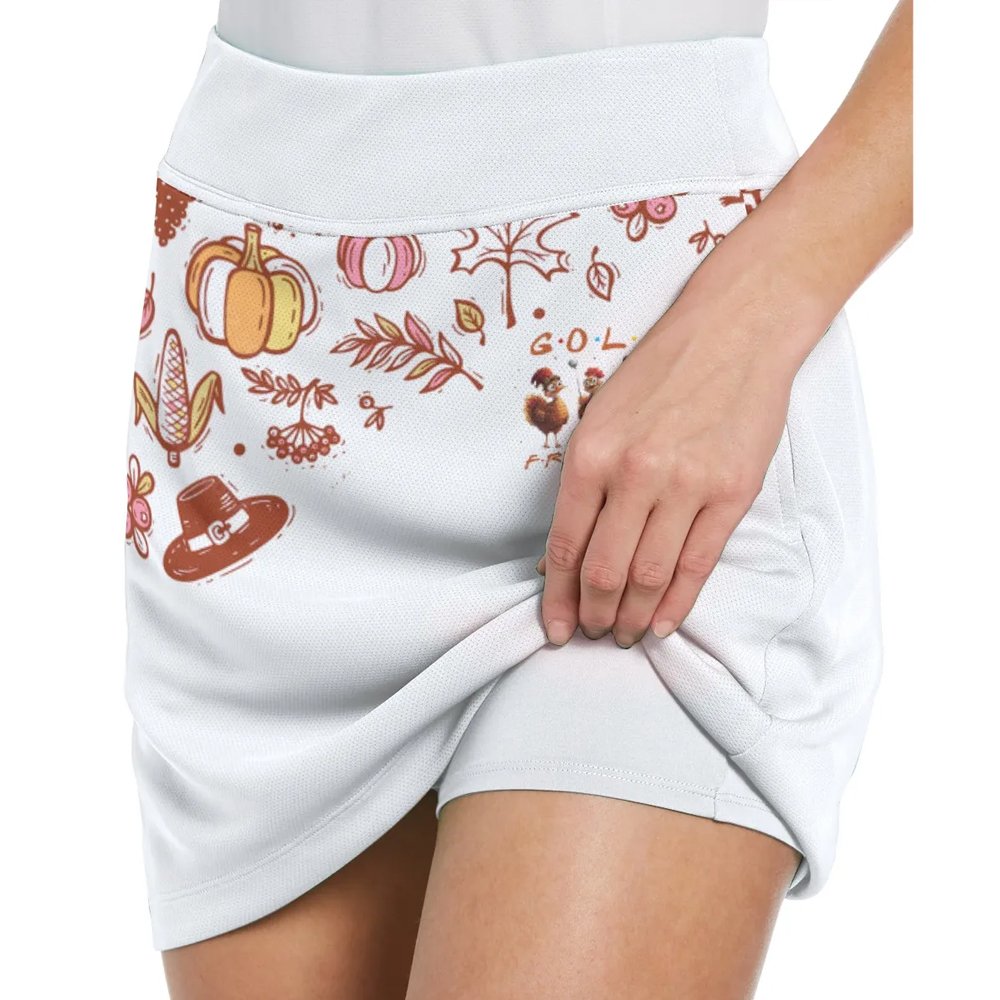 Golf Friends Turkey Thanksgiving Pattern Women Bundle Skort KVH130601