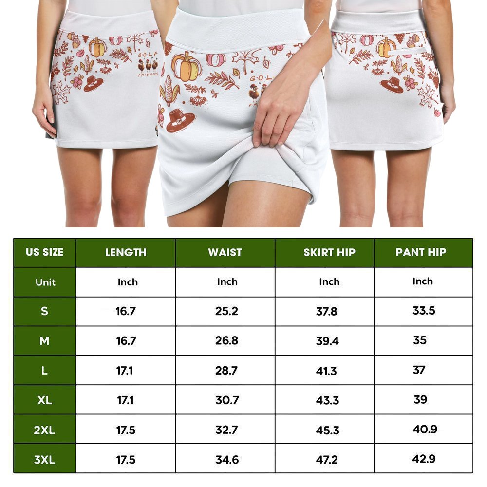 Golf Friends Turkey Thanksgiving Pattern Women Bundle Skort KVH130601