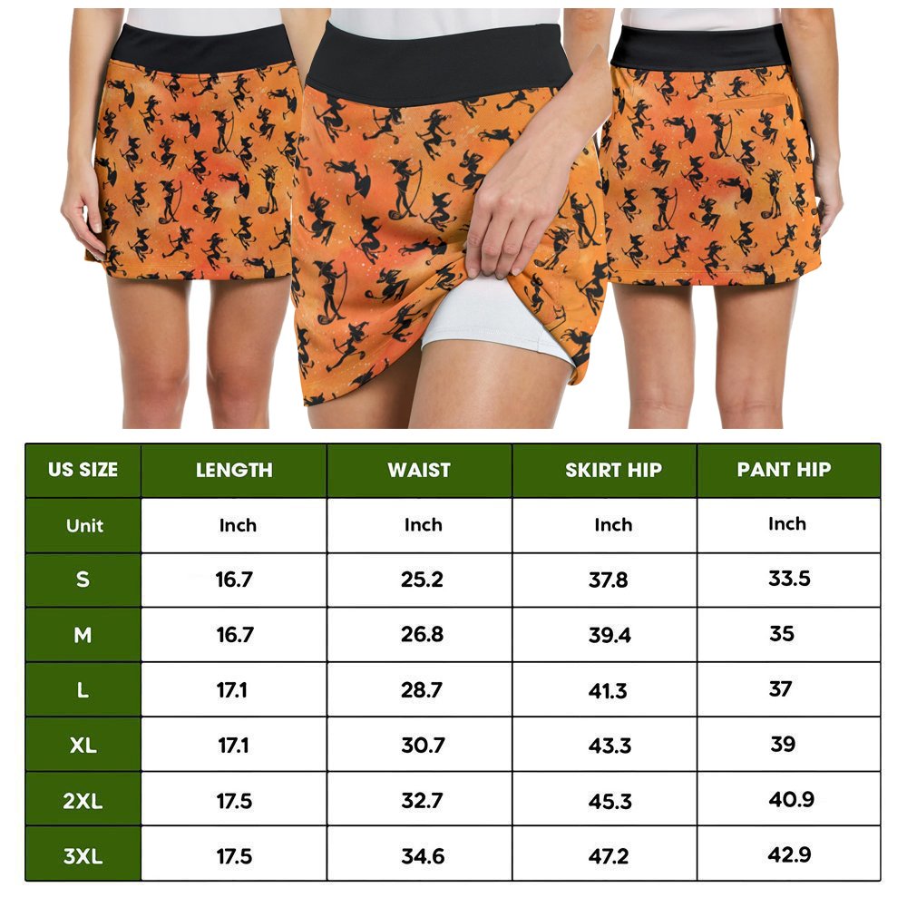 Fore ! Witches Pattern Halloween Orange Bundle Skort KVH230401