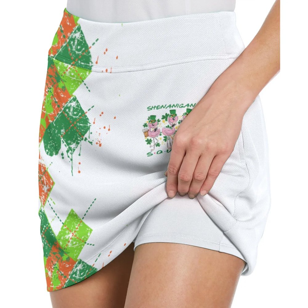 Argyle Shenanigan Squad Flamingo ST Patrick's Day Skort KVH230601