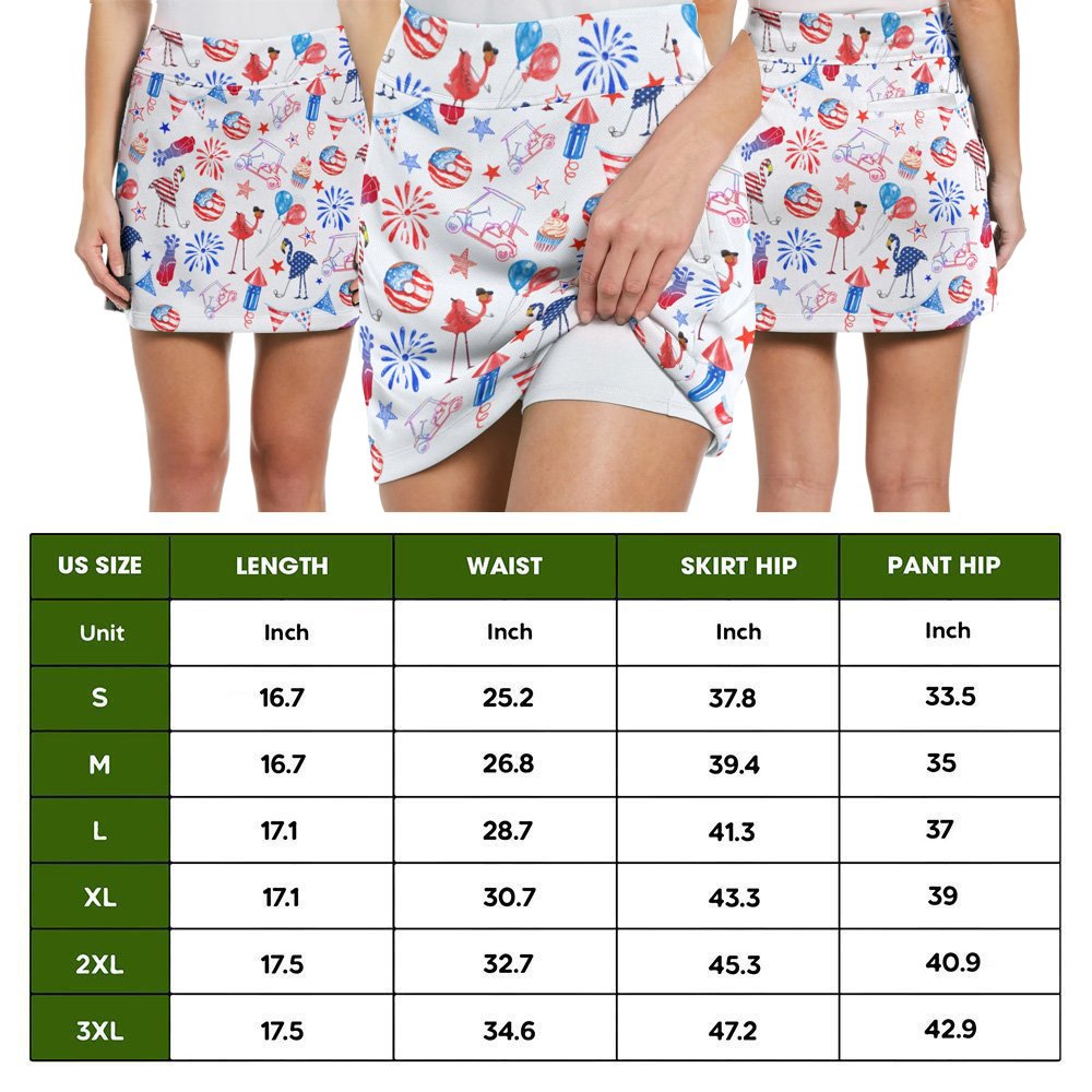 4th Of July Flamingo Pattern Skort KVH290301