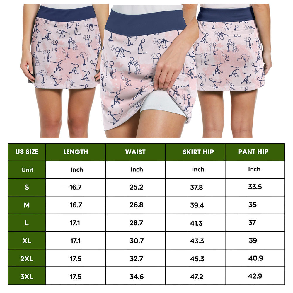 Pink Seamless Golf Stick Figures Skort KVH300101