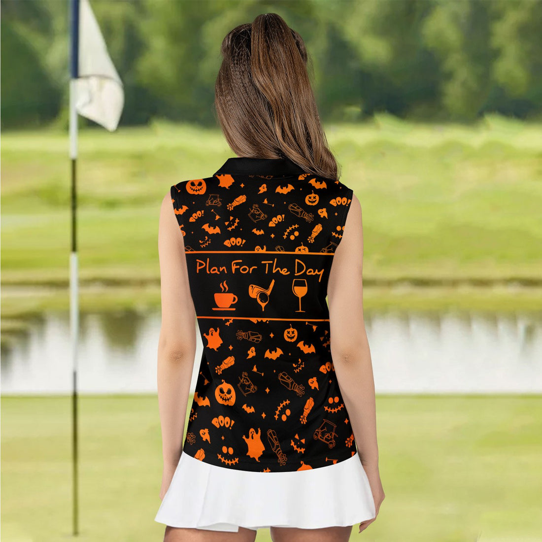 PLAN FOR THE DAY WINE Halloween Orange Women Polo Shirt LVH030501