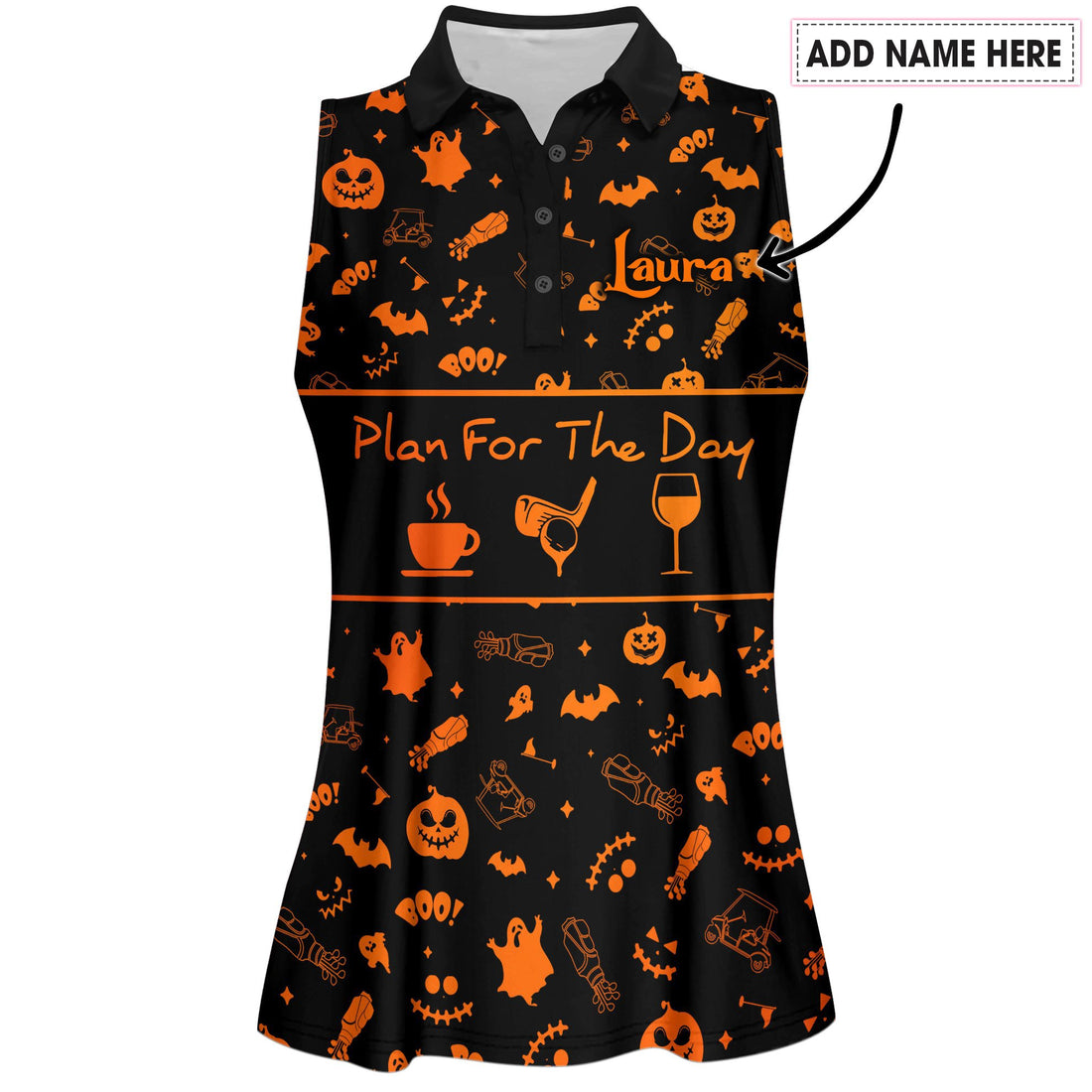 PLAN FOR THE DAY WINE Halloween Orange Women Polo Shirt LVH030501