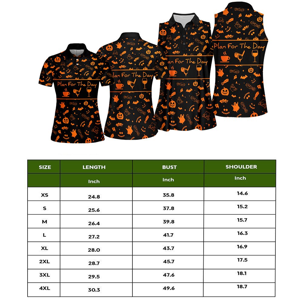 PLAN FOR THE DAY WINE Halloween Orange Women Polo Shirt LVH030501