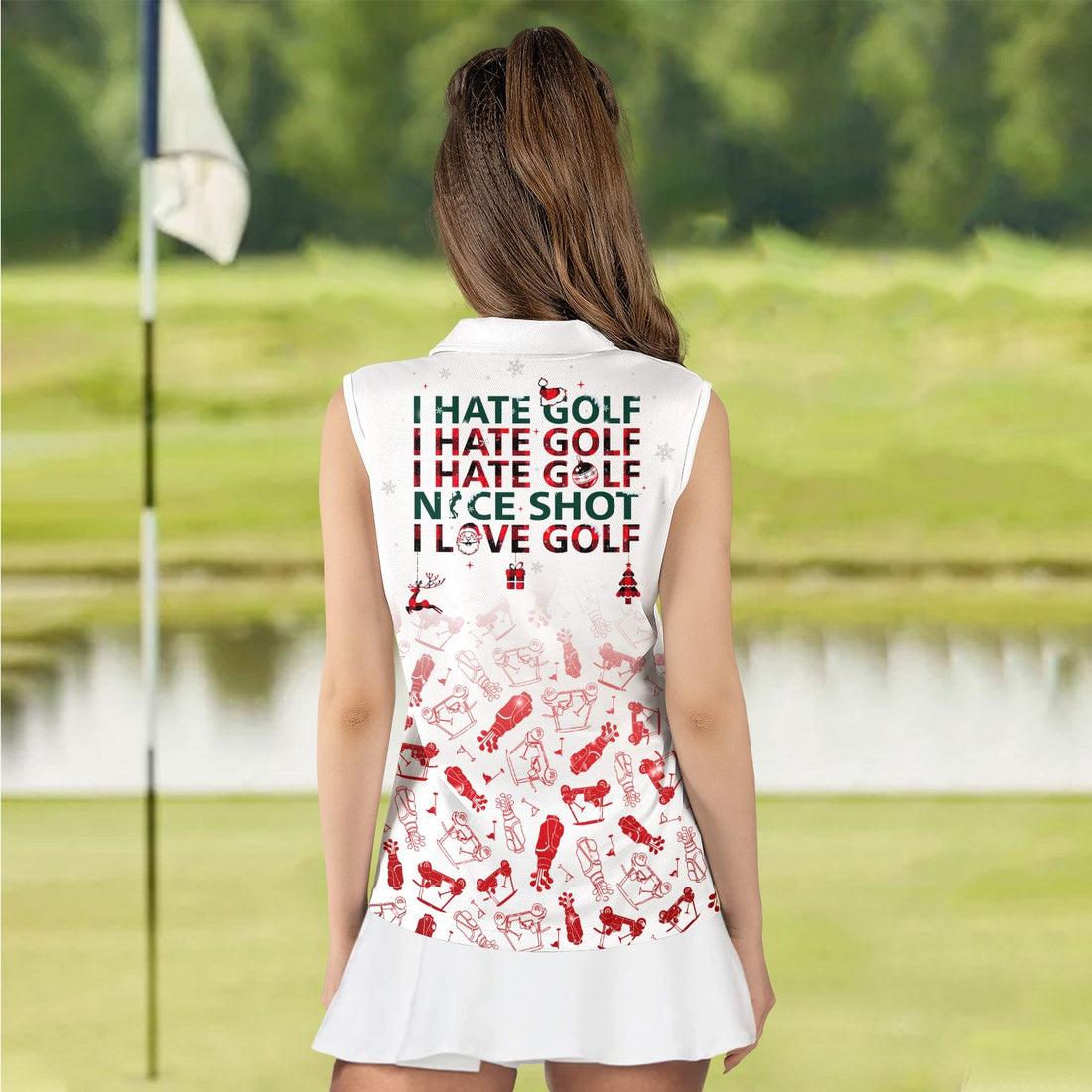 I HATE GOLF Pattern Christmas WOMEN POLO SHIRT LVH040501