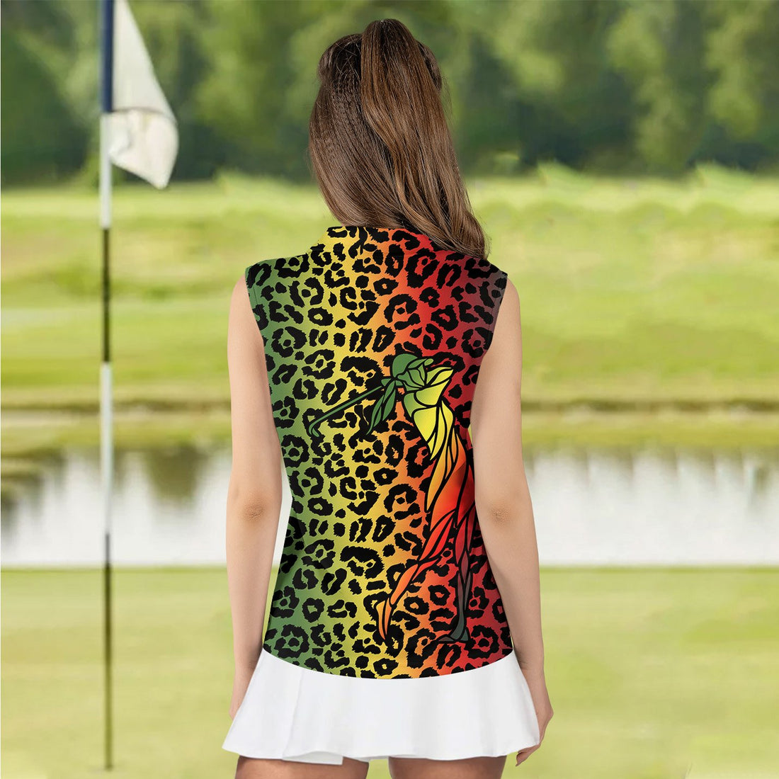 Leopard Gradient V2 Color Golf Pattern Women Polo Shirt LVH040701