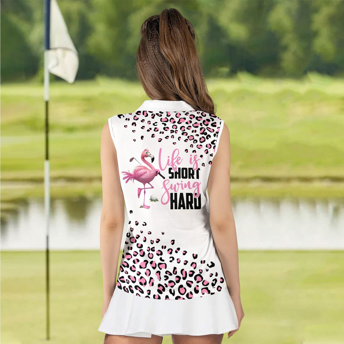 Leopard Flamingo Life Is Short Swing Hard Women Polo Shirt LVH070401