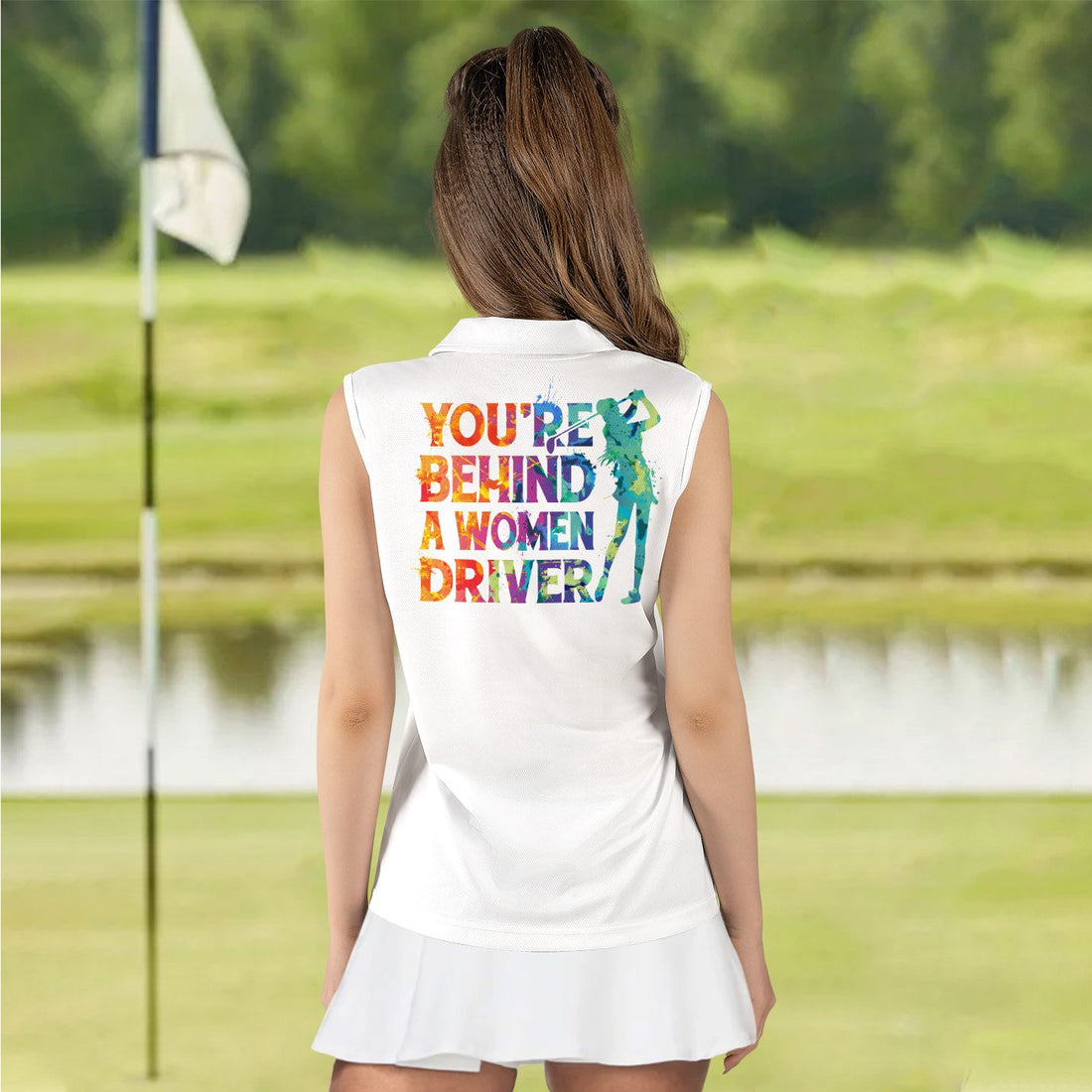 You Are Behind A Women Driver Water Color Women Polo Shirt LVH070501