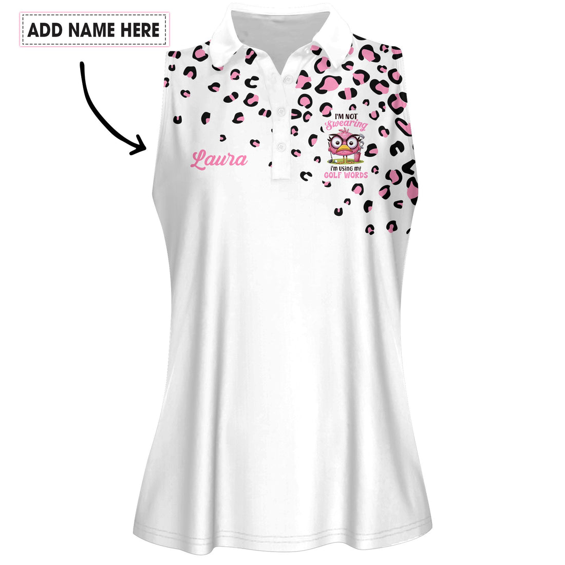 Leopard Flamingo I'm Not Swearing I'm Using My Golf Words Women Polo Shirt LVH070601