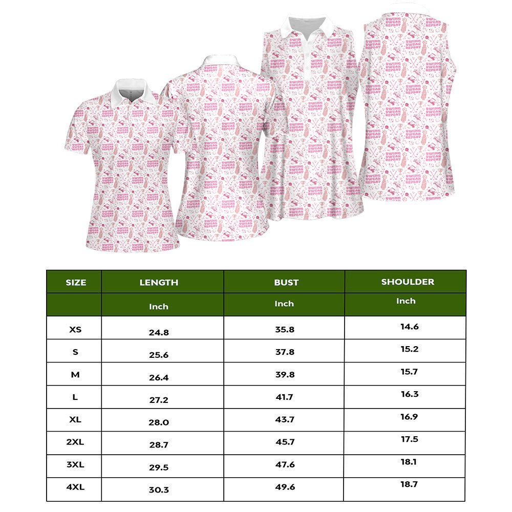 Swing Swear Repeat Pink Seamless Pattern Women Polo Shirt LVH080401