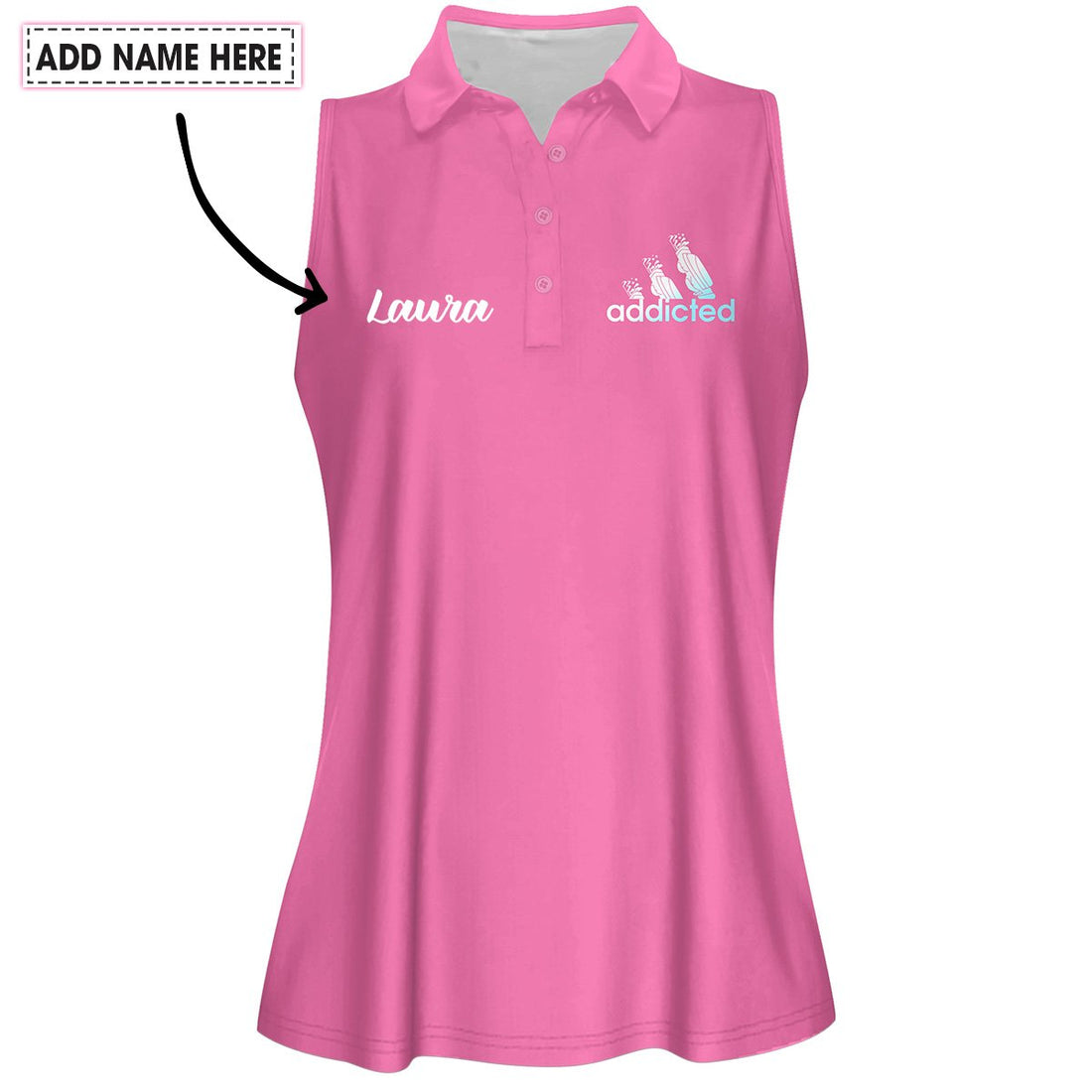 Addicted I Hate Golf Gradient Pink Flamingo Women Polo Shirt LVH090401