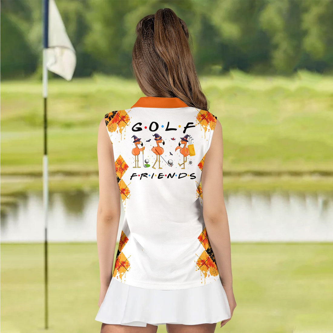 GOLF FRIENDS FLAMINGO Halloween WOMEN POLO SHIRT LVH090501