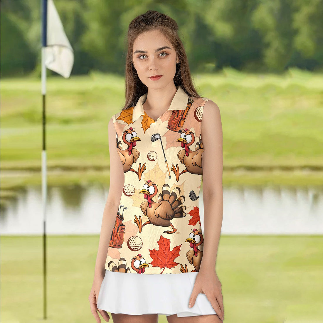 Turkey Golf Pattern Women Polo Shirt LVH110601