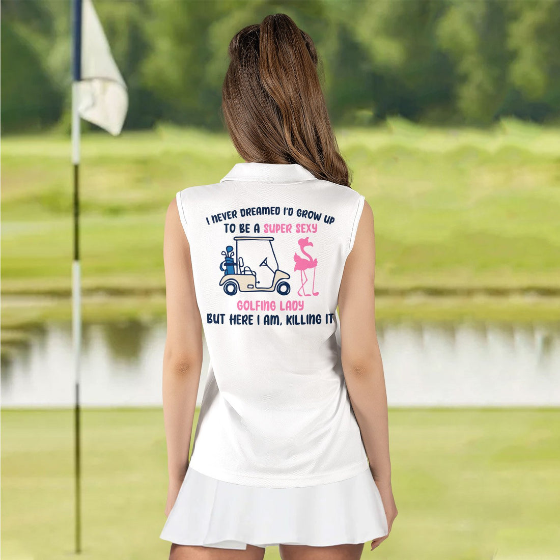 Super Sexy Golfing Lady Flamingo Zebra Women Golf Polo Shirt LVH110601