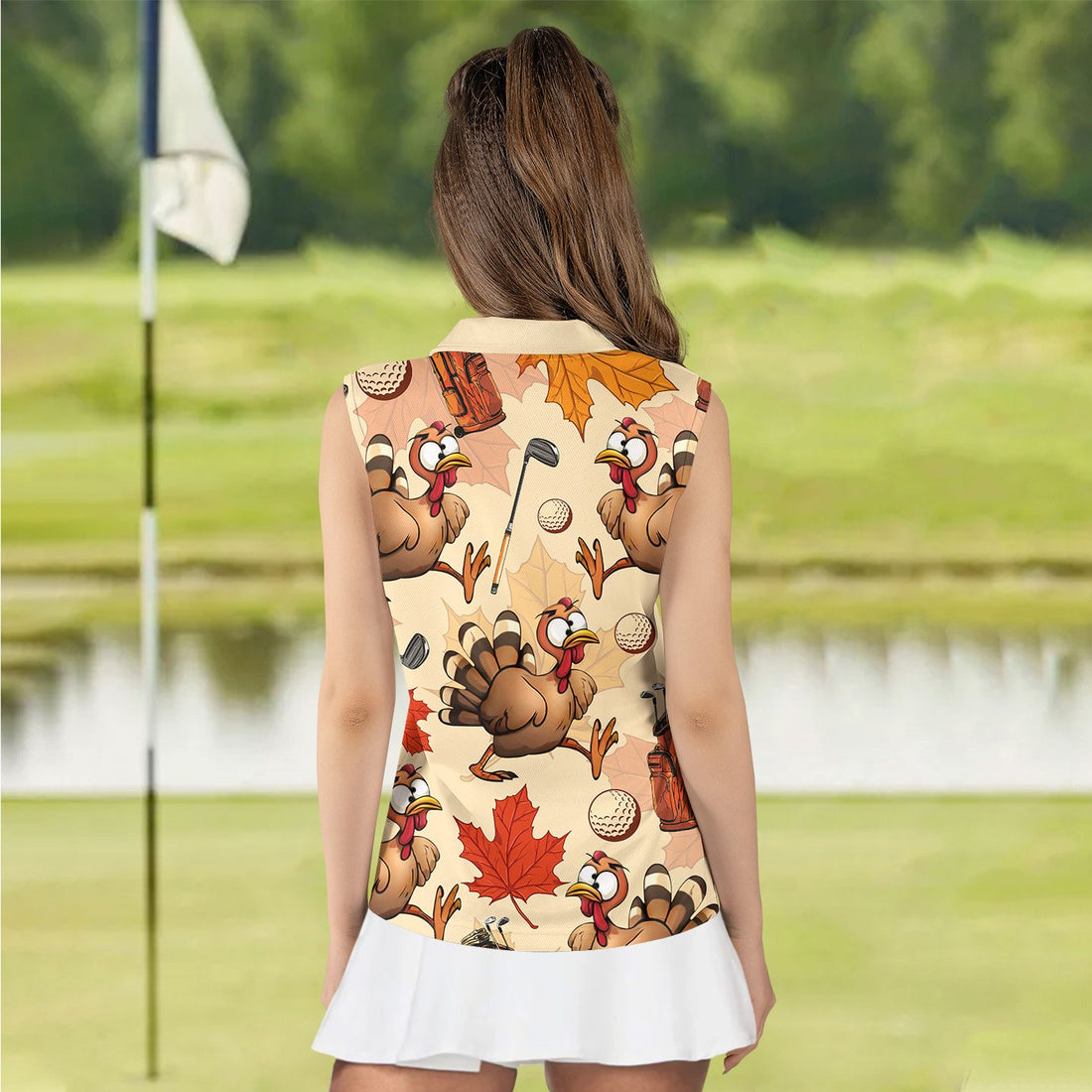 Turkey Golf Pattern Women Polo Shirt LVH110601