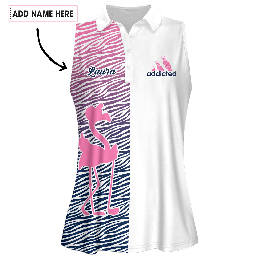 Super Sexy Golfing Lady Flamingo Zebra Women Golf Polo Shirt LVH110601