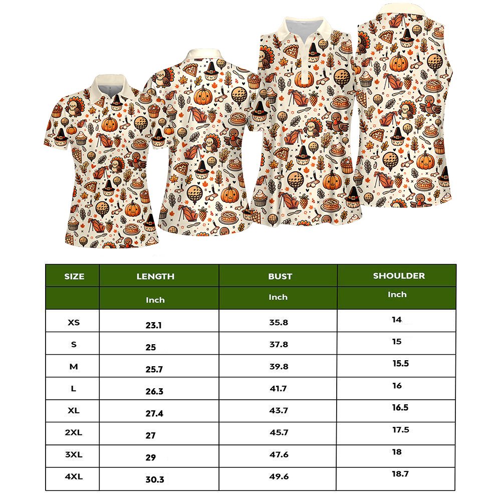 Thanksgiving Golf Pattern Women Polo Shirt LVH120601