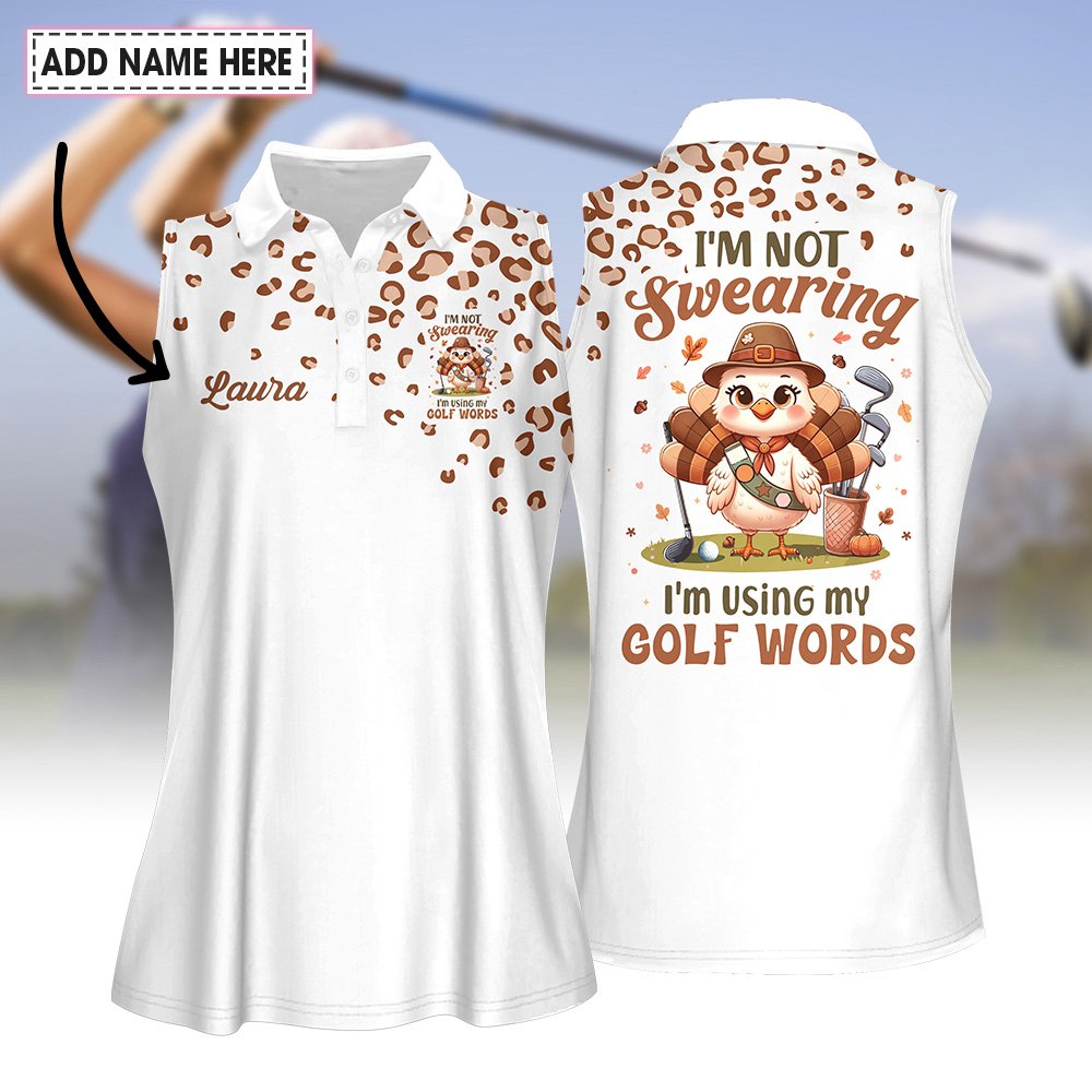 Leopard Turkey I'm Not Swearing I'm Using My Golf Words Women Polo Shirt LVH150601