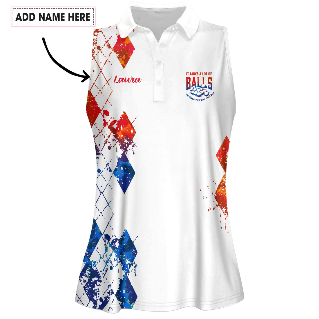 WATER COLOR IT TAKES A LOT OF BALLS TO GOLF THE WAY YOU DO RED AND BLUE WOMEN POLO SHIRT LVH160401