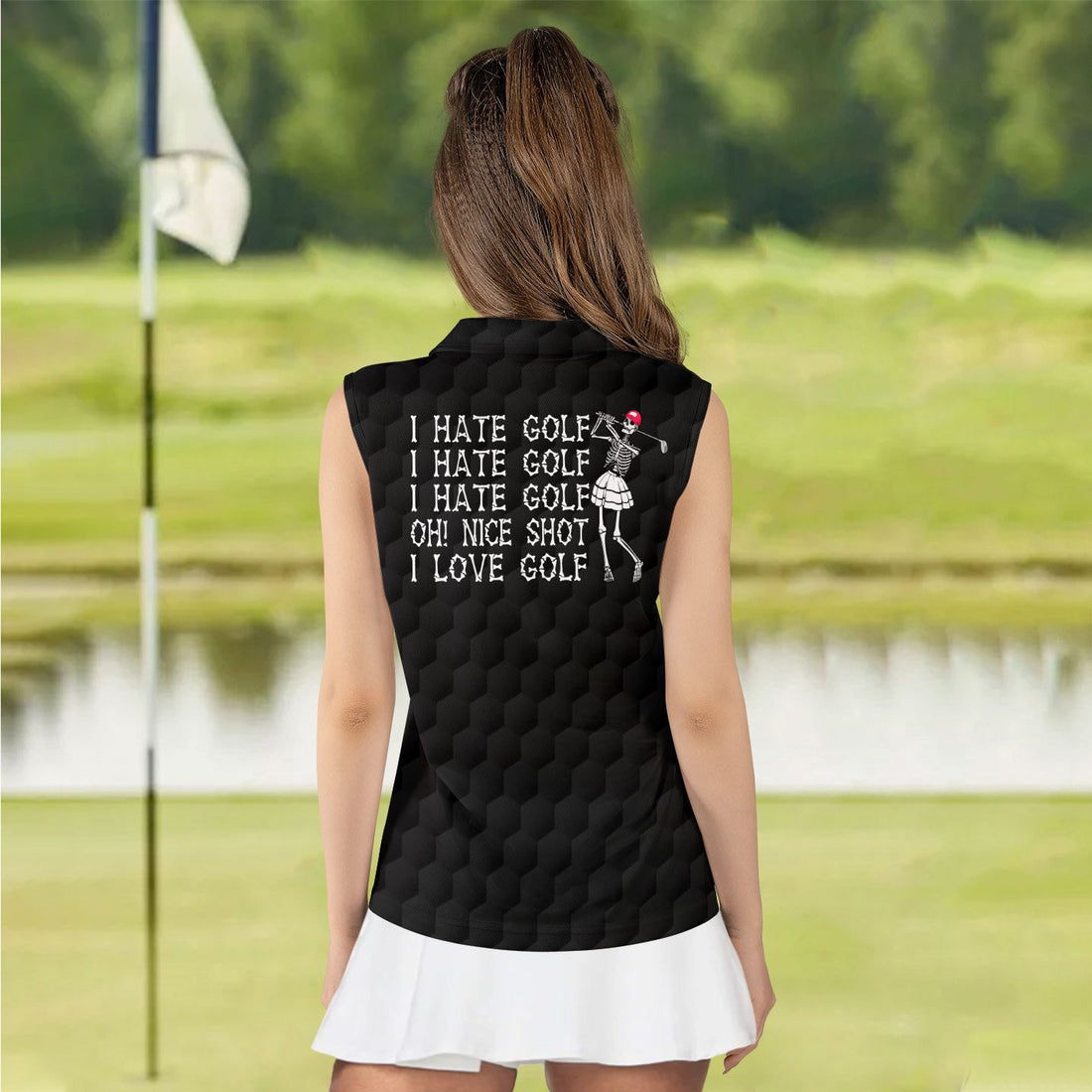 I Hate Golf Halloween Skeleton Women Polo Shirt LVH180401