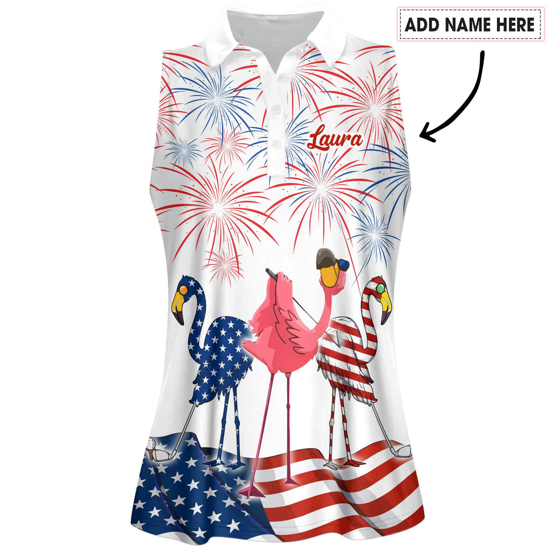 4th Of July Patriotic Funny Flamingo Women Polo Shirt LVH200101