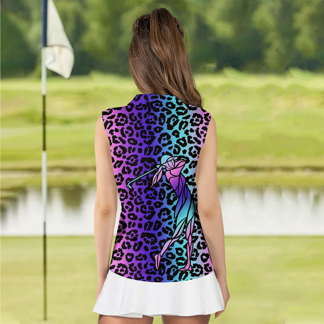 Leopard Gradient Color Golf Pattern Women Polo Shirt LVH220601