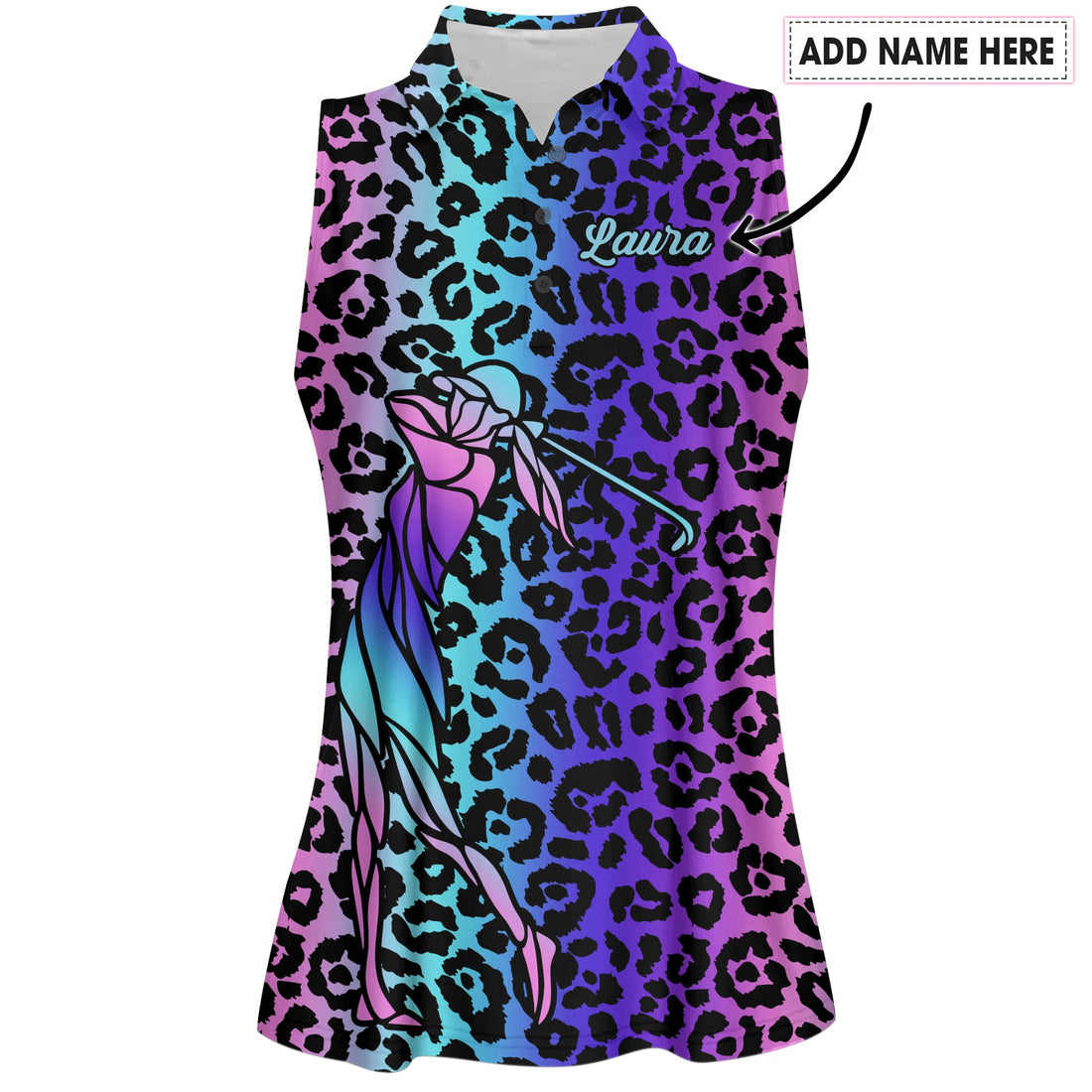 Leopard Gradient Color Golf Pattern Women Polo Shirt LVH220601
