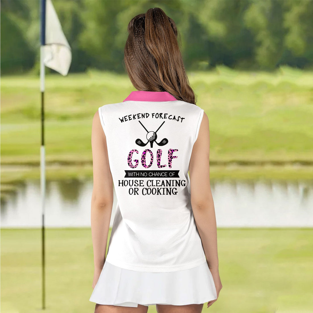 Golf With No Chance Of House Cleaning Or Cooking Women Polo Shirt LVH230701