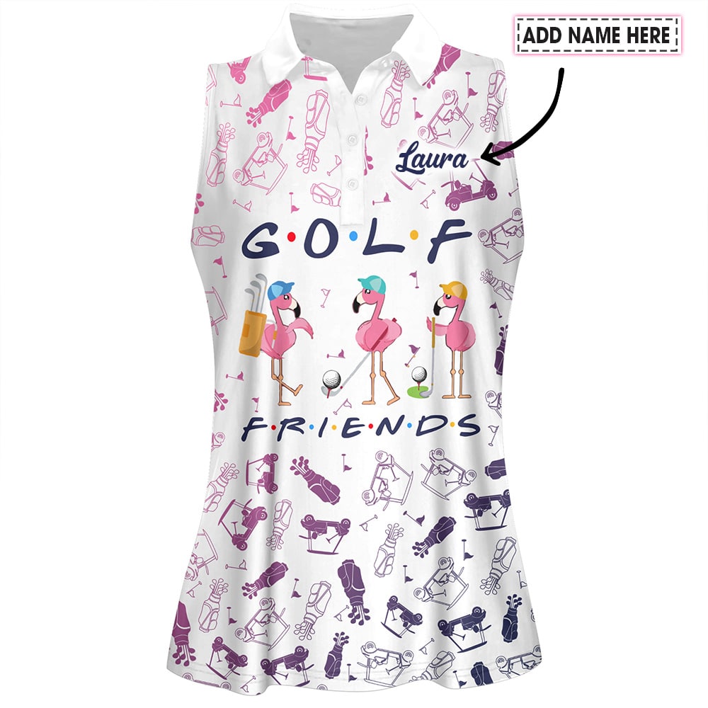 Flamingo Golf Friends Pattern Women Polo Shirt LVH240201