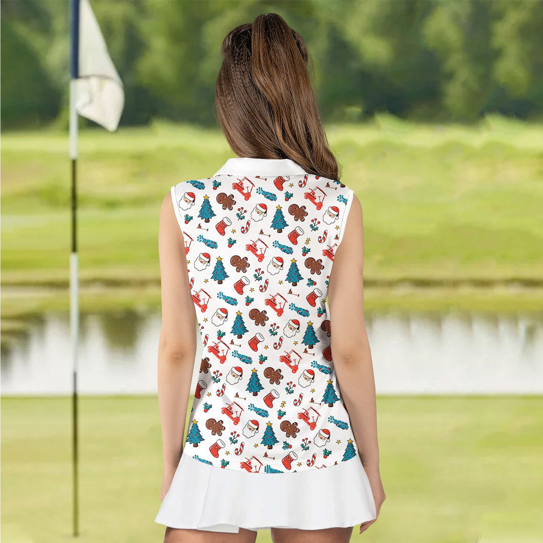 Christmas Golf Seamless Pattern Women Polo Shirt LVH240401