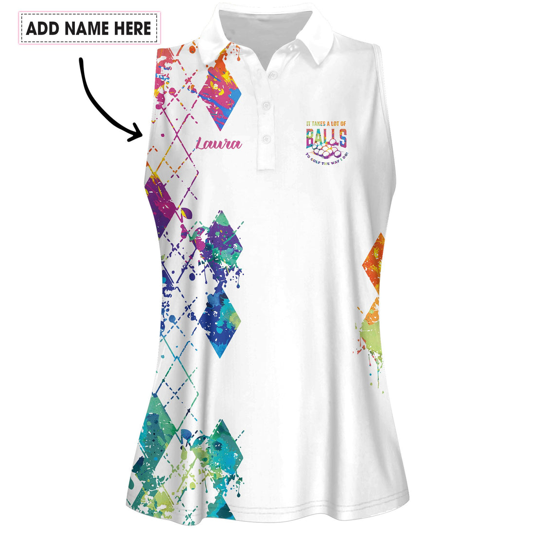 Water Color It Takes A Lot Of Balls To Golf The Way I Do Women Polo Shirt LVH250301