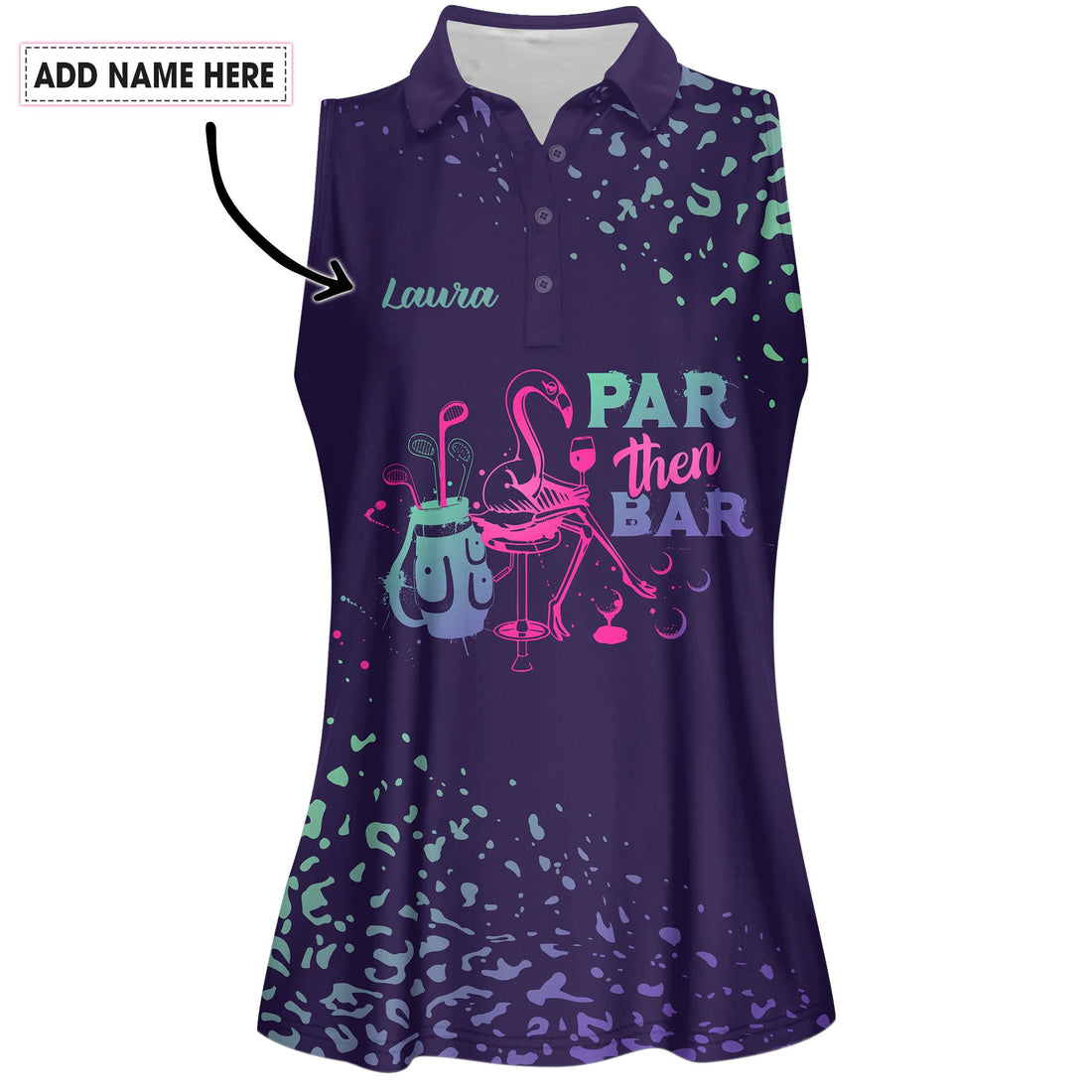 Par Then Bar Flamingo Gradient Leopard Women Polo Shirt LVH260301