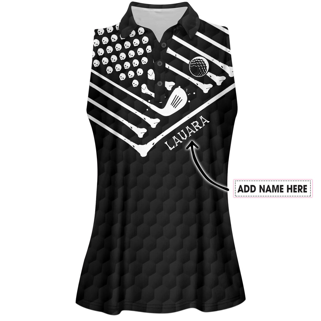 SWING SWEAR REPEAT AMERICAN FLAG GOLF SKELETON Women Polo Shirt LVH260401