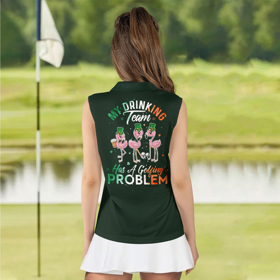 My Drinking Team Has A Golfing Problem American Flag Women Polo Shirt LVH270601