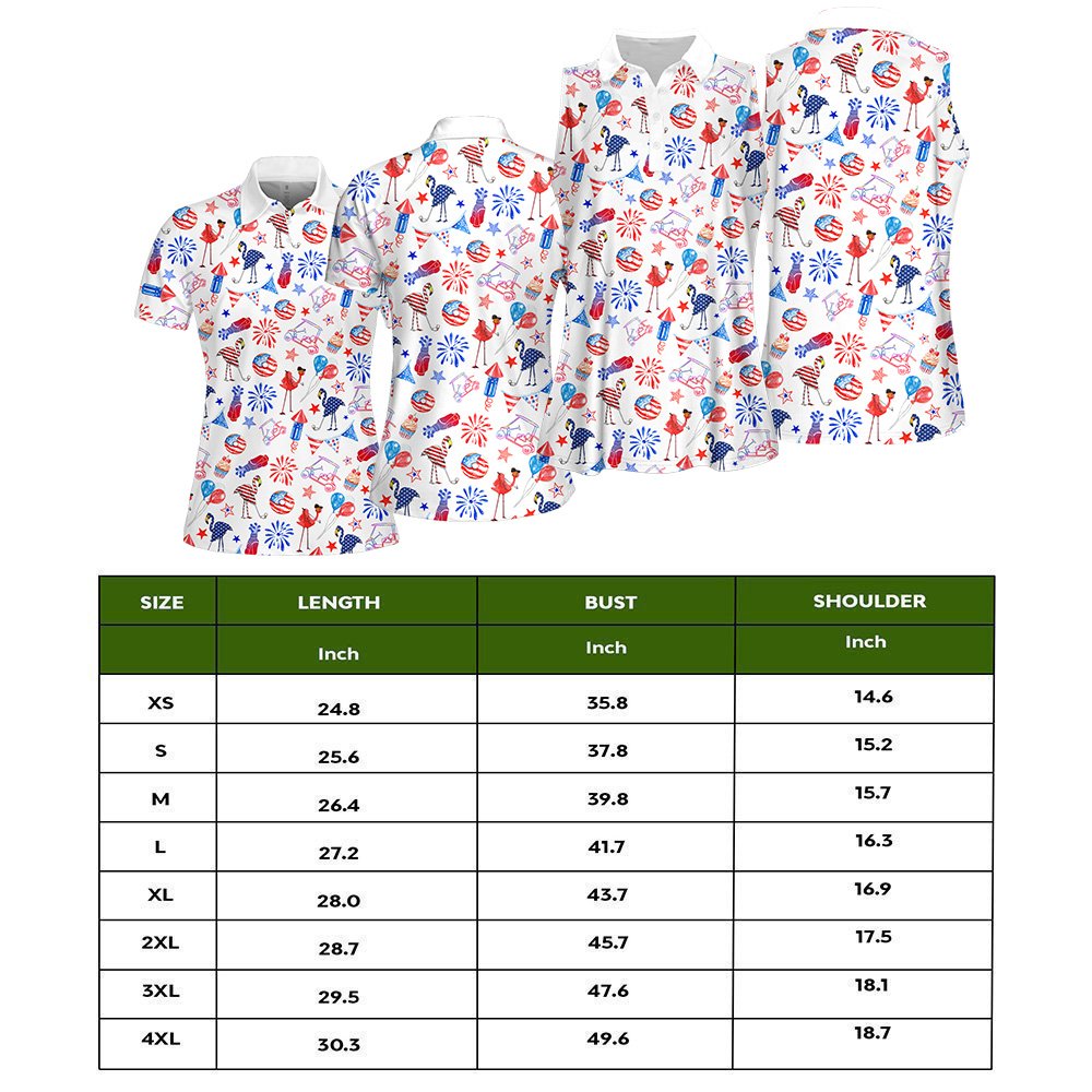 4th Of July Flamingo Pattern Women Polo Shirt LVH290301