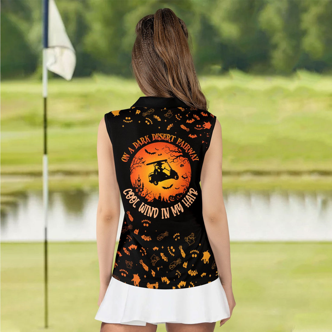 On A Dark Desert Fairway Halloween Women Polo Shirt LVH290501