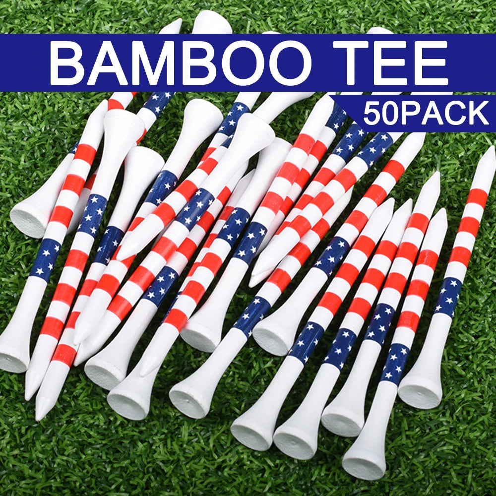 50pcs American Flag Bamboo Golf Tees (2-3/4'') - $10