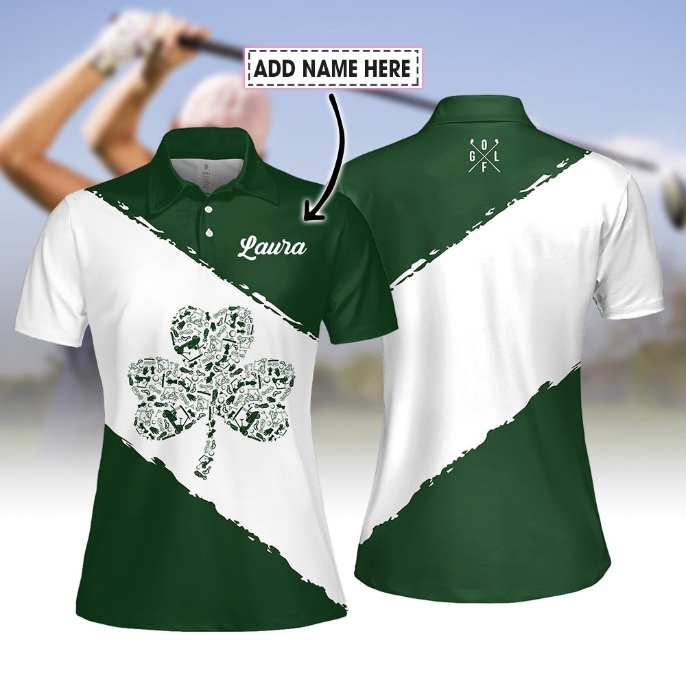 Shamrock Golf Pattern Women Polo Shirt LVH010701