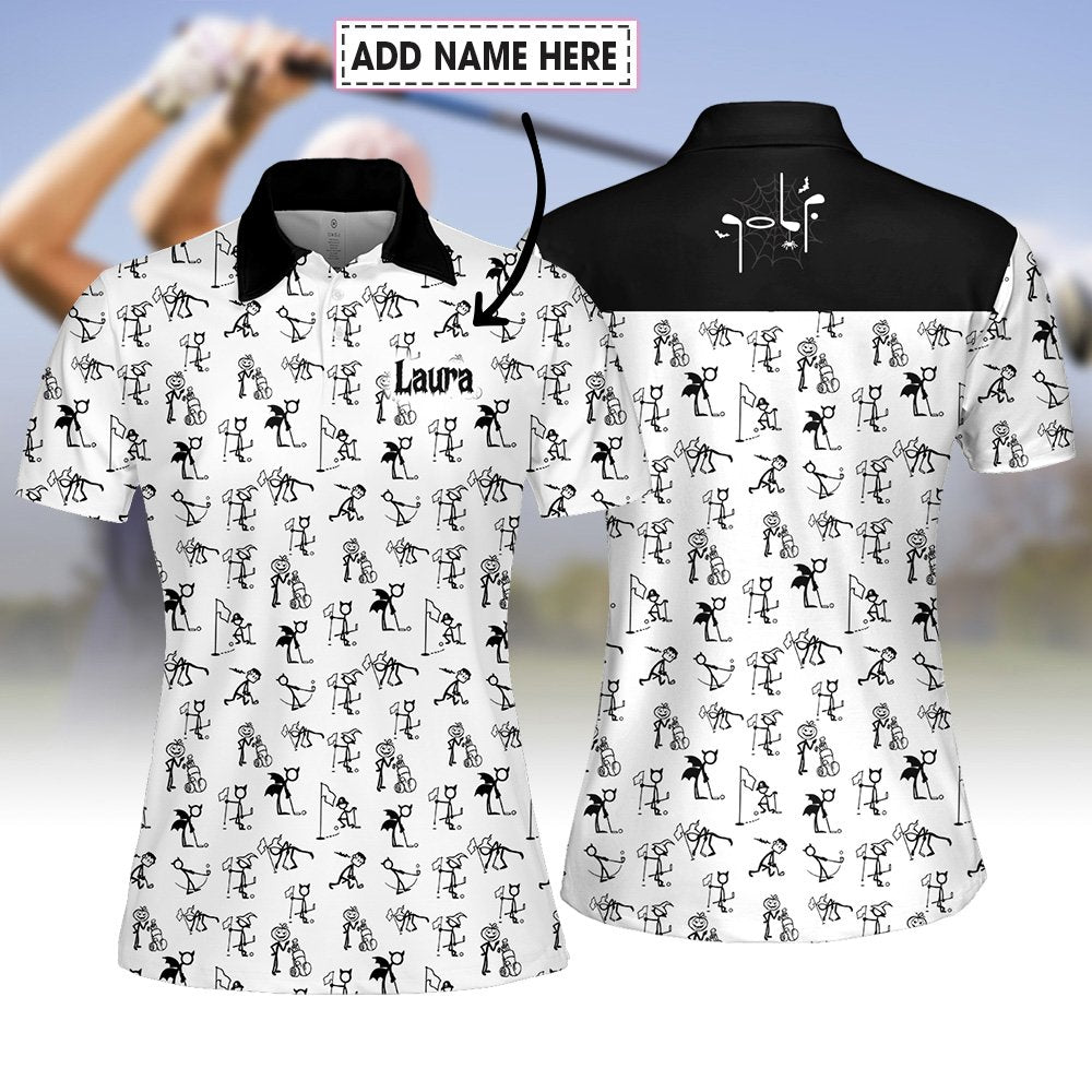 STICKFIGURES Halloween PLAYING GOLF WOMEN POLO SHIRT LVH020501