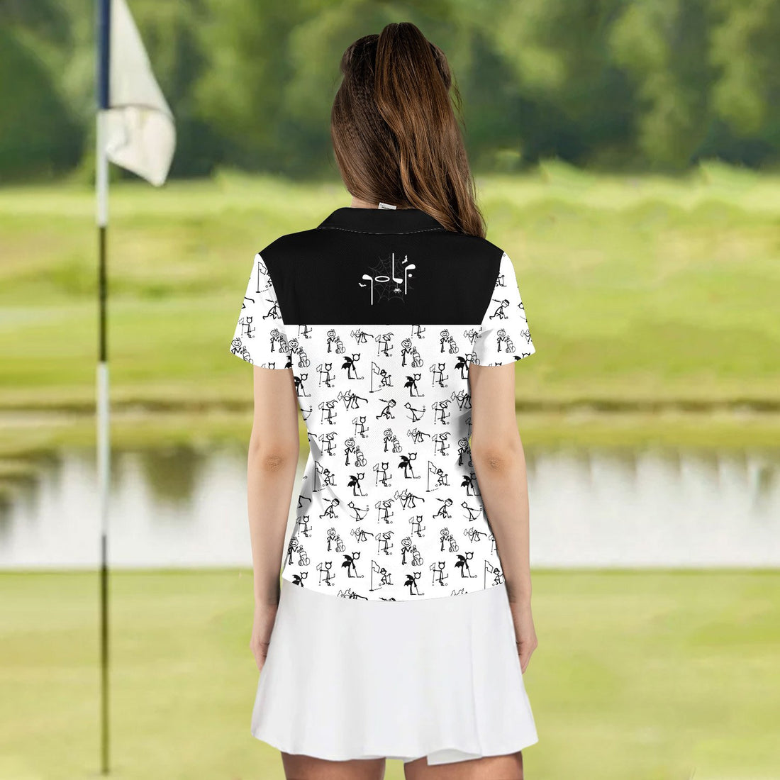 STICKFIGURES Halloween PLAYING GOLF WOMEN POLO SHIRT LVH020501