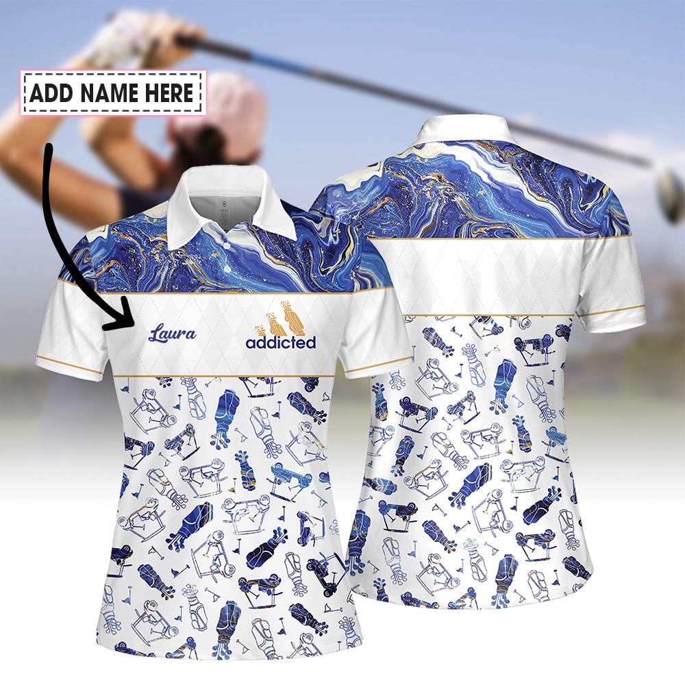 Blue Marble Seamless Golf Pattern Women Polo Shirt LVH030201