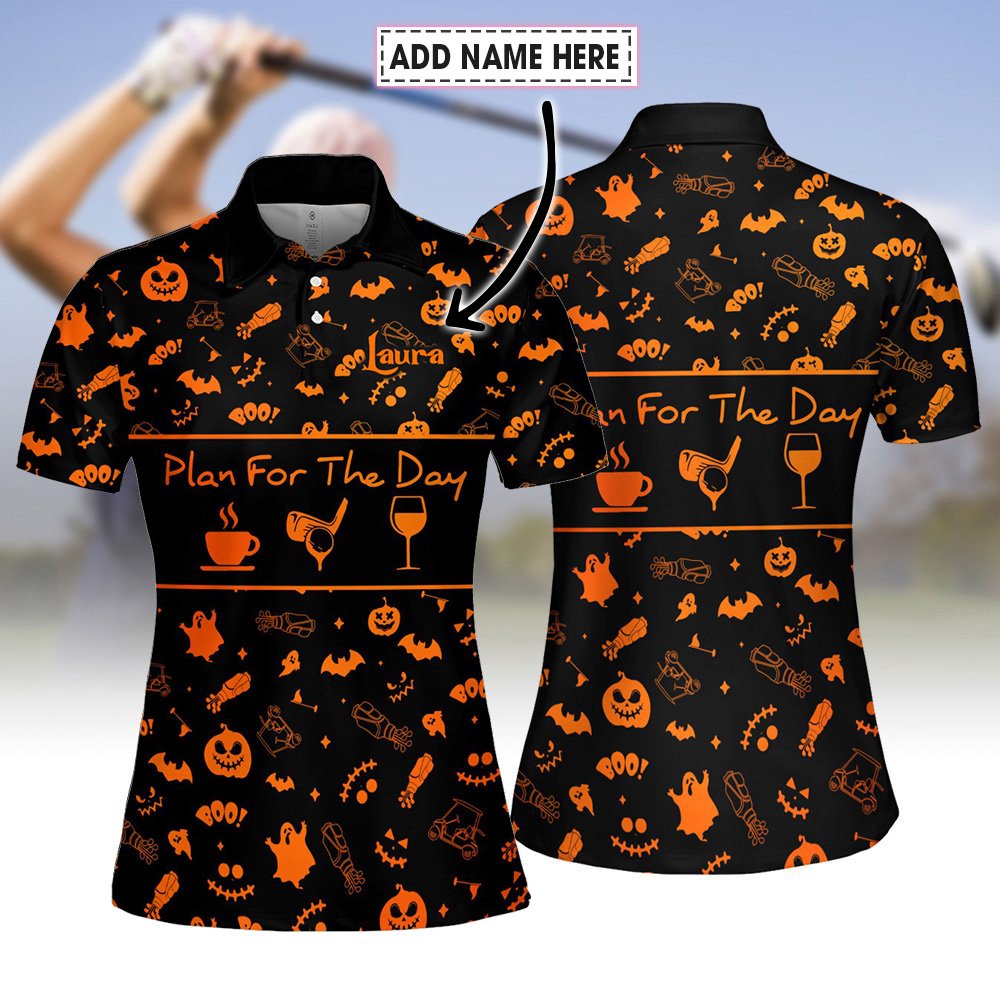 PLAN FOR THE DAY WINE Halloween Orange Women Polo Shirt LVH030501