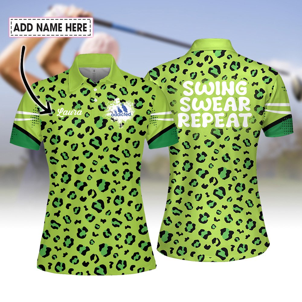 NEON LEOPARD ADDICTED Swing Swear Repeat WOMEN POLO SHIRT LVH040601