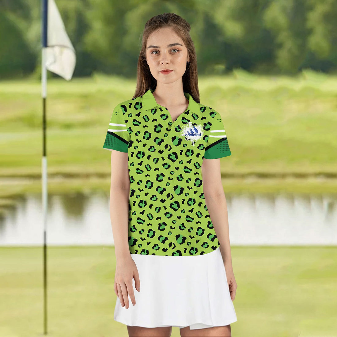 NEON LEOPARD ADDICTED Swing Swear Repeat WOMEN POLO SHIRT LVH040601