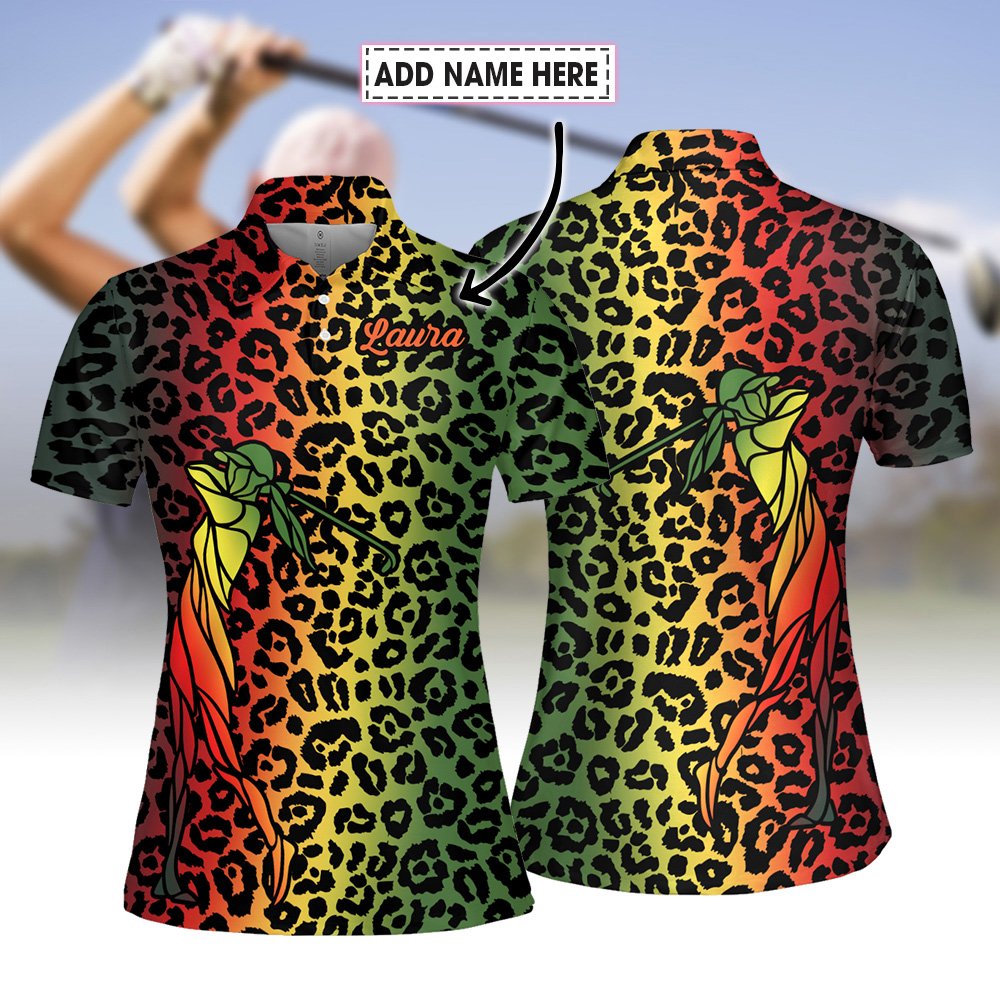 Leopard Gradient V2 Color Golf Pattern Women Polo Shirt LVH040701